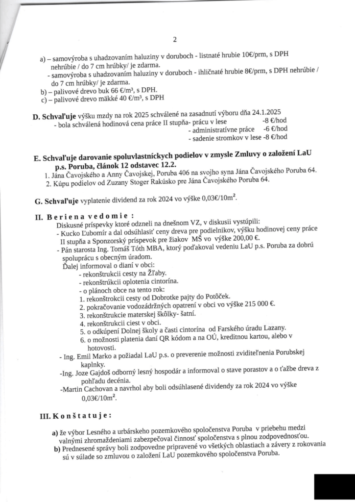 LaUPS Poruba - Uznesenie z VZ